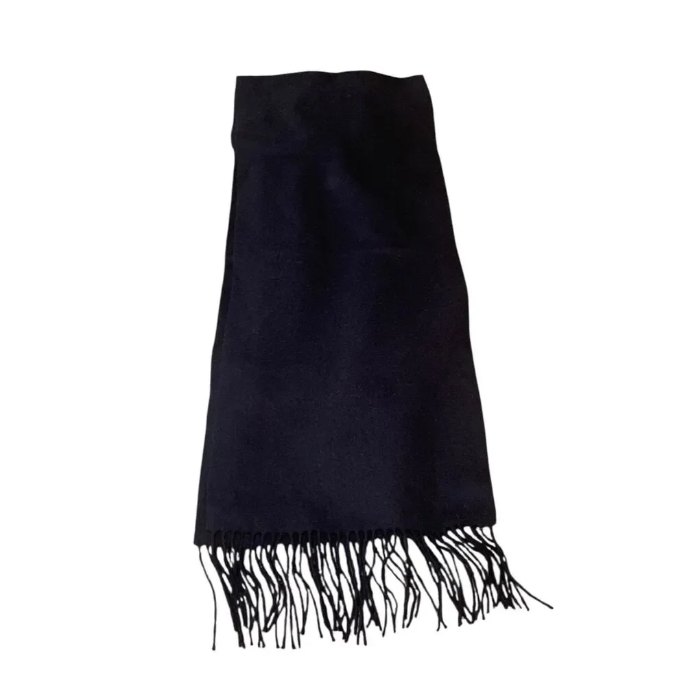 Club Room Mens Preppy Quiet Luxury Outdoors Warm Black Cashmere Scarf 60x12
